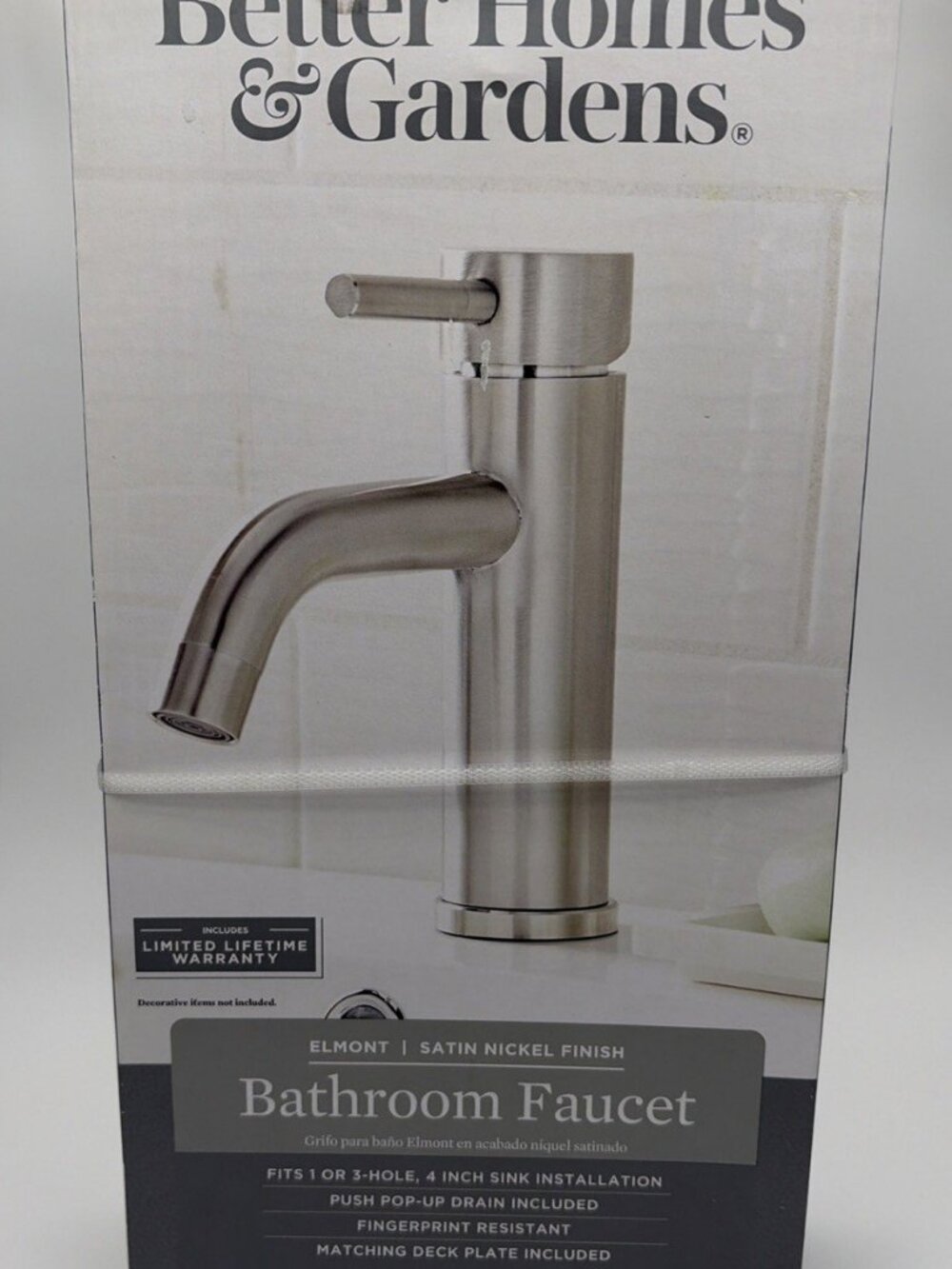Better Homes and Garden Bathroom Faucet Satin Nickel Finish New in Box